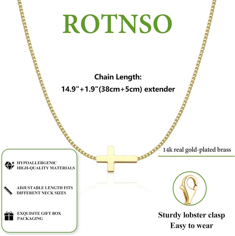 Rotnso Cross Necklace for Women 14K Gold Silver Plated Dainty Small Cross Pendant Choker Simple Trendy Cute Cross Charm Chain Necklace Easter Basket Stuffers Baptism Religious Faith Jewelry Gift - Image 4